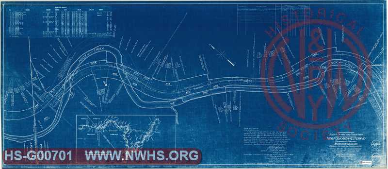 Drawing of N&W Buchanan Branch From Kentucky-Virginia border station 386.to VA station 438