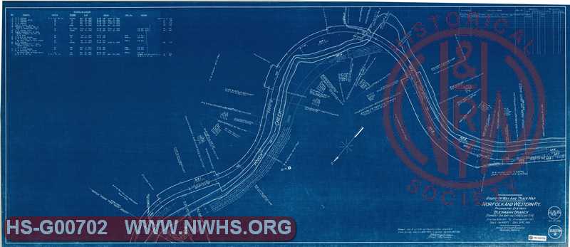 Drawing of N&W Buchanan Branch in Virginia station 438 to 491