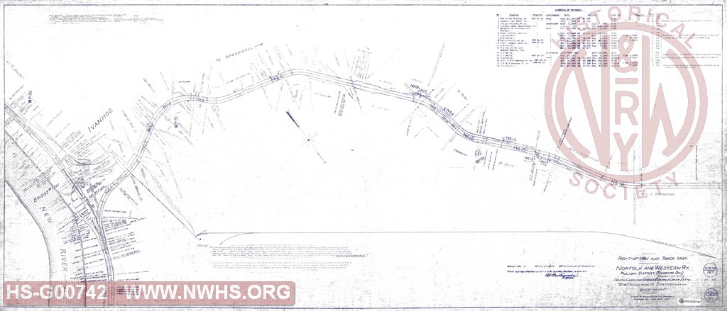 Right of Way and Track Map, Speedwell Extension of Cripple Creek Extension, Station 1579+04 to 1684+64 (North Carolina Branch of Pulaski District of Radford Division)