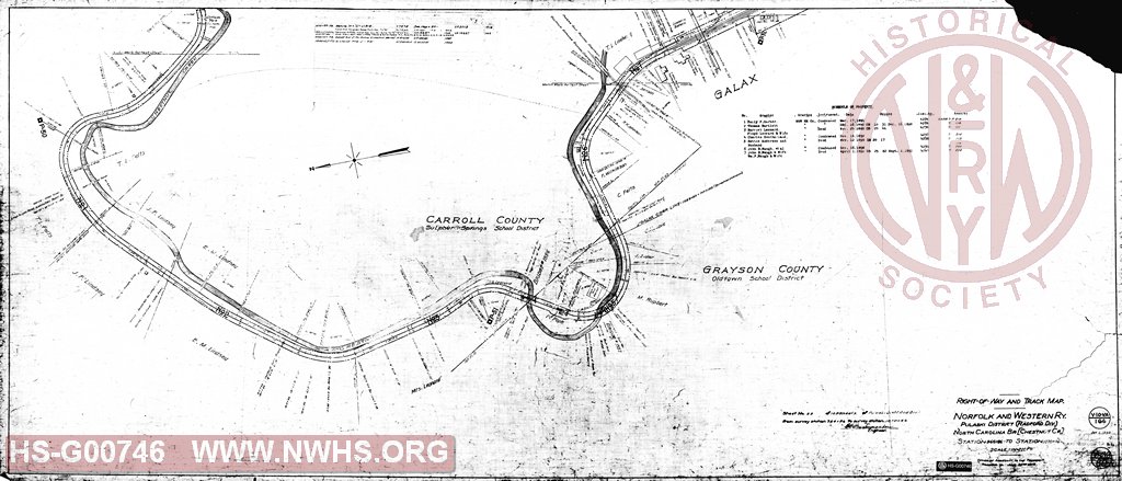 Right of Way and Track Map, Chestnut Creek line of North Carolina Branch, Station 964+86 to 1070+16 (North Carolina Branch of Pulaski District of Radford Division)