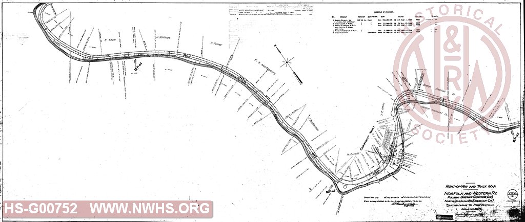 Right of Way and Track Map, Chestnut Creek line of North Carolina Branch, Station 646+06 to 753+66 (North Carolina Branch of Pulaski District of Radford Division)