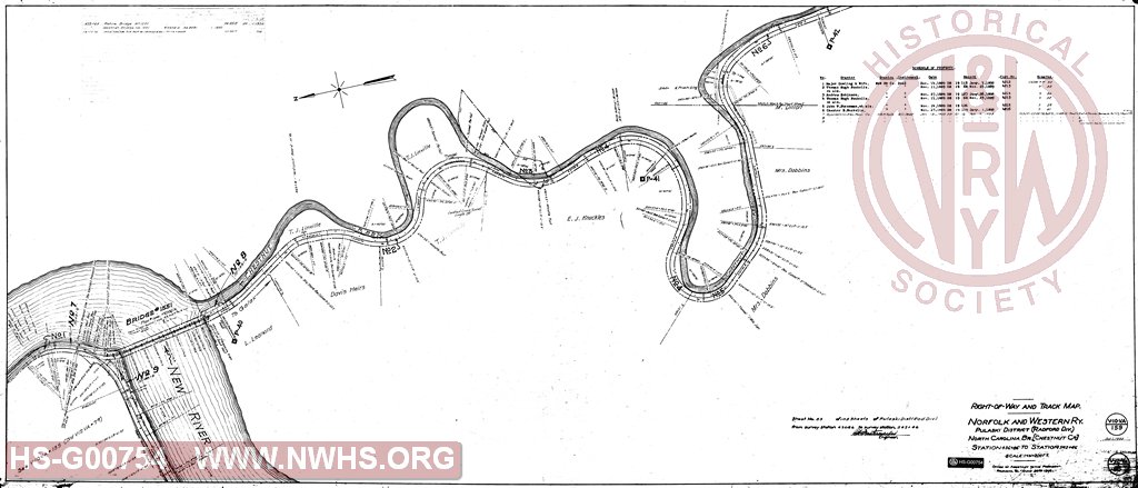 Right of Way and Track Map, Chestnut Creek line of North Carolina Branch, Station 436+86 to 542+46 (North Carolina Branch of Pulaski District of Radford Division)