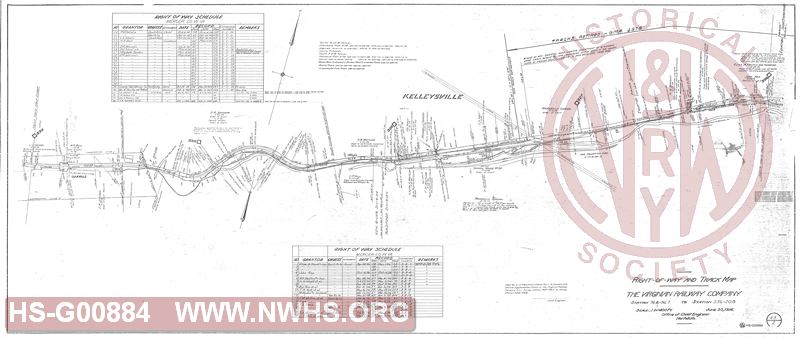 Right of Way and Track Map , The Virginian Railway Company, Station 768+86.7 to Station 556+20.8(MP 326 to MP 330, Kelleysville and Oakvale)