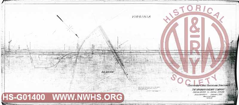 Station Map - Lands Tracks & Structures, The Virginian Railway Company, Station 212+73.8 to Station 159+93.8