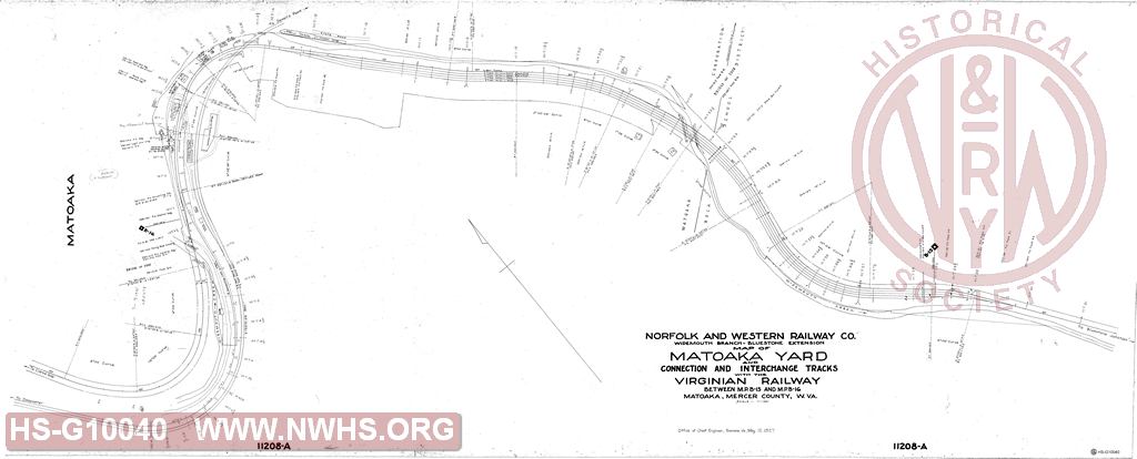 Map of Matoaka Yard and Connection and Interchange Tracks with the Virginian Railway