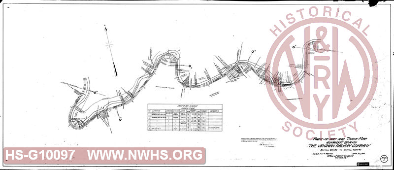 Right of Way and Track Map, Guyandot River Branch, Station 211+20 to Station 422+40