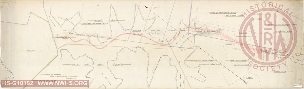 Map showing ownership of lands near original Elkhorn Tunnel and old Mill Creek Branch