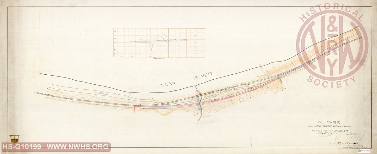 Position Plan of Bridge 616, Mile 37 + 1277, New River Branch, N and W RR