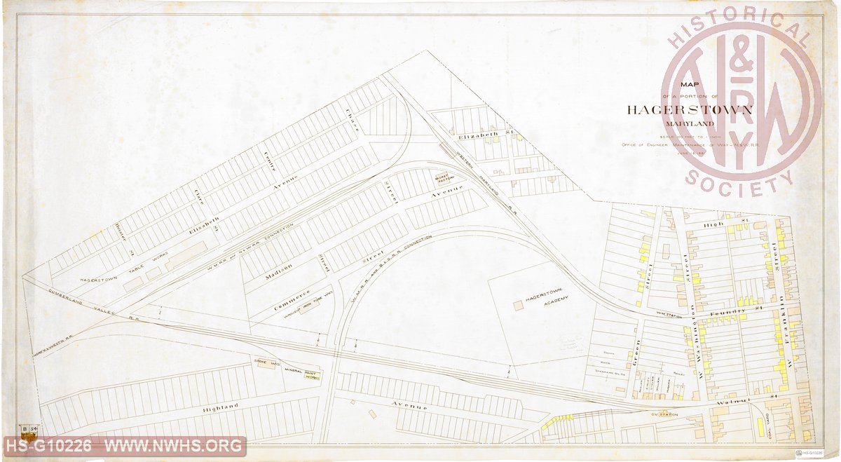 Map of a portion of Hagerstown Maryland