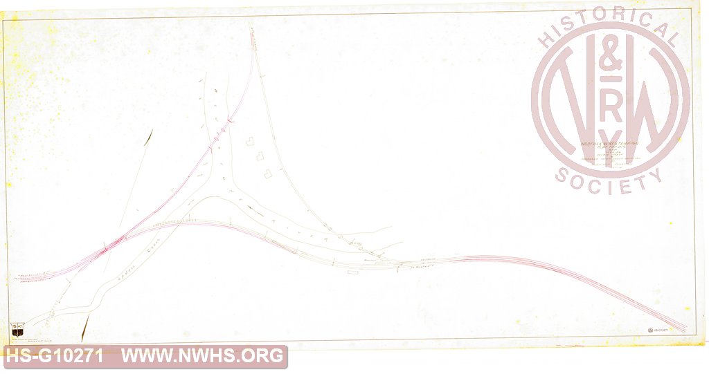 N&W RR, Flattop Div, Map showing double track & proposed interlocked switches at Bluestone Junction