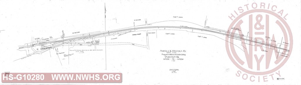Proposed Extension to Middle Siding, Thaxton VA, MP 233 to MP 234.