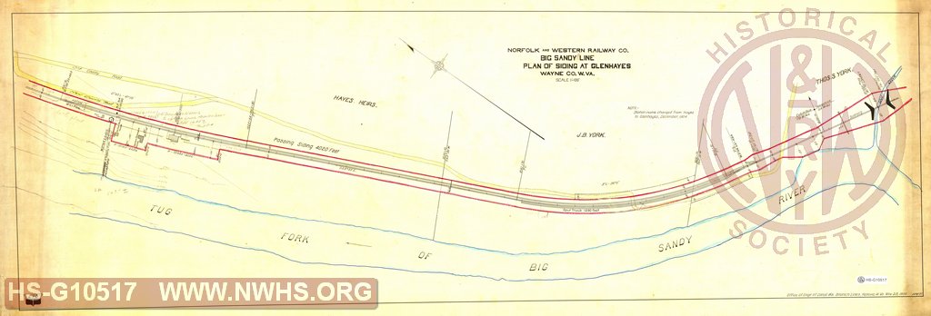 N&W Rwy Big Sandy Line, Plan of Siding at Glen Hayes