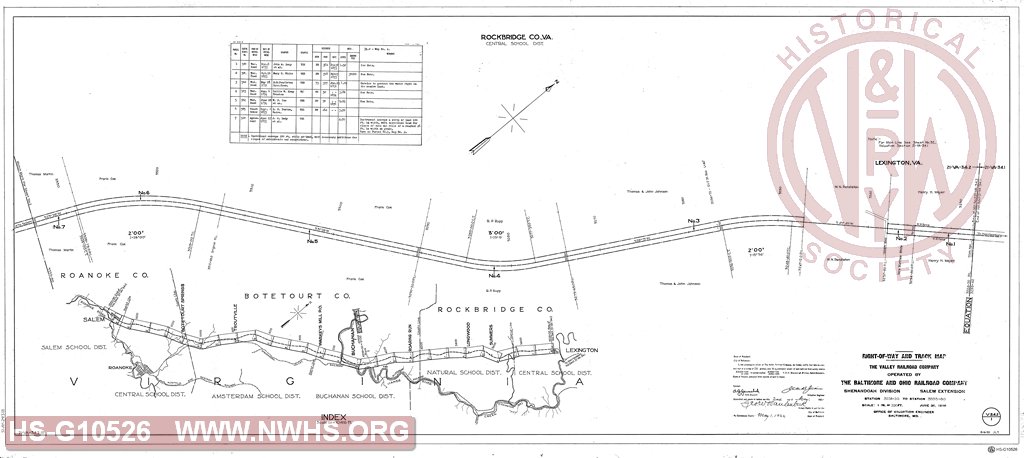 Station 3228+20 to Station 3333+80, Right of Way and Track Map, The Valley Railroad Company, Operated by The B&O Rwy, Shenandoah Division Salem Extension