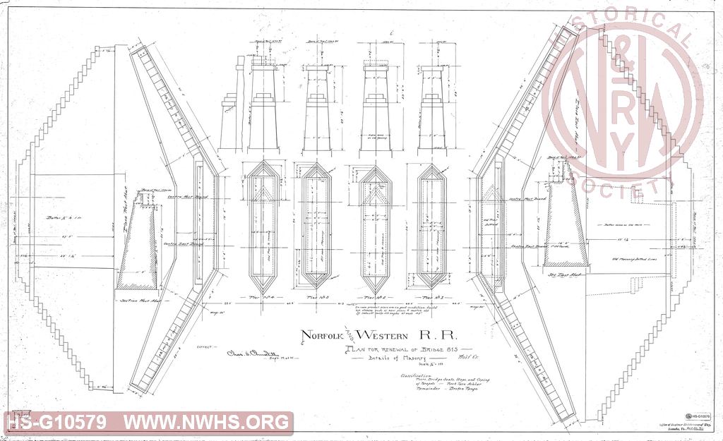 N&W RR, Plan for Renewal of Bridge 815, Details of Masonry.