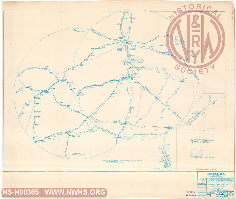 Railroad Siding Facilities within 40 Mile Radius of Camp Lee, VA and Blackstone VA Camp Site