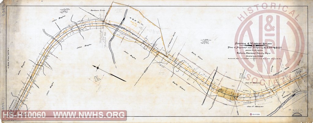 Plan of alignment and property near Batavia, OH, MP 26 - MP27
