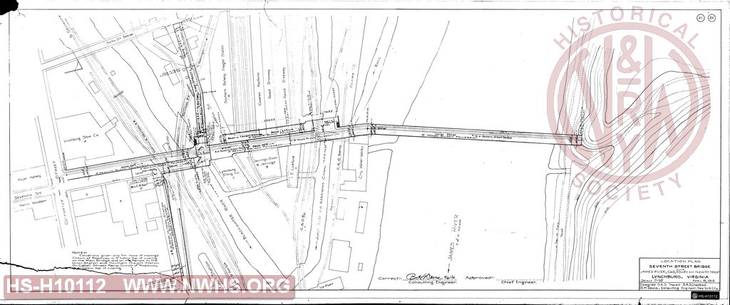 Location Plan Seventh Street Bridge over James River, C&O, Sou Ry and N&W Ry Tracks, Lynchburg, Virginia