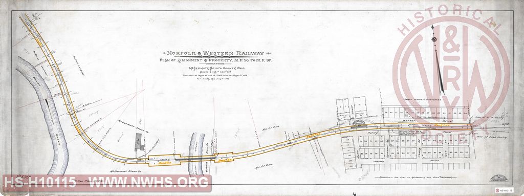 N&W Rwy, Plan of Alignment and Property MP 96 to MP 97 at McDermott, Scioto County, Ohio
