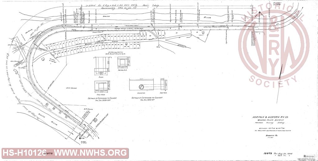 Proposed Passing Siding between MP 55 & MP 56 to Facilitate Switching at Furniture Plants, Bassett, VA