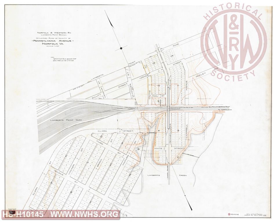 Lamberts Point Branch, Situation Plan of vicinity of Pennsylvania Avenue, Norfolk VA