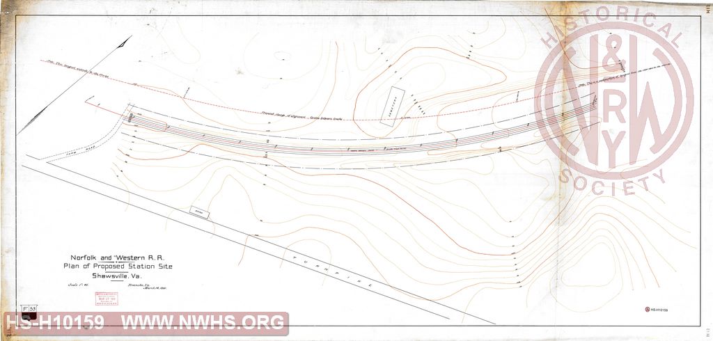 N&W RR Plan of Proposed station site Shawsville, VA