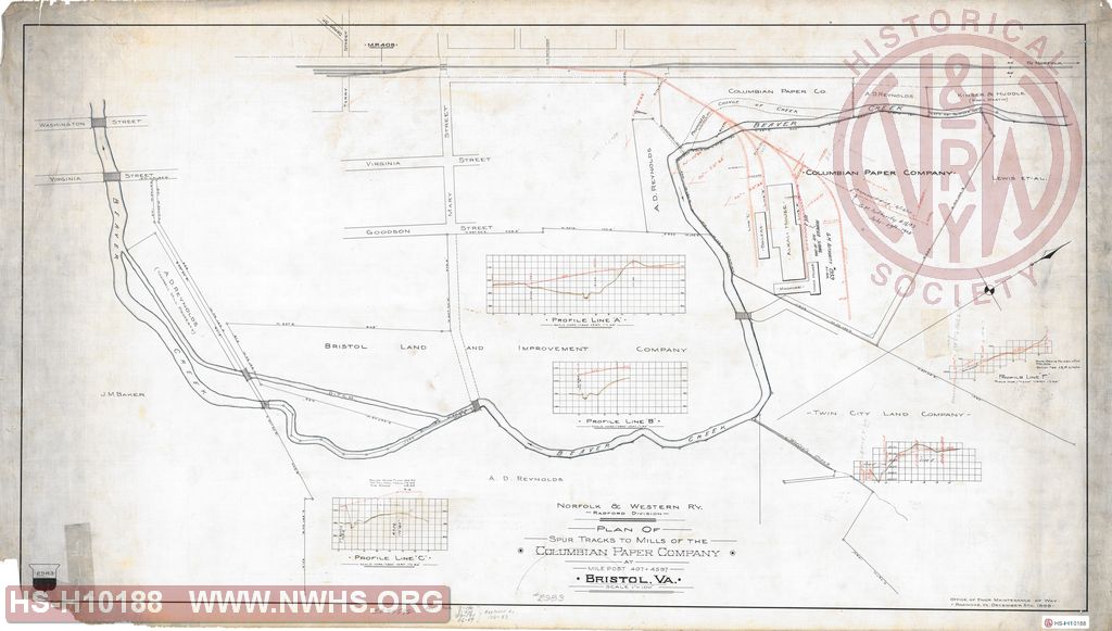 Plan of Spur Tracks to Mills of the Columbian Paper Company