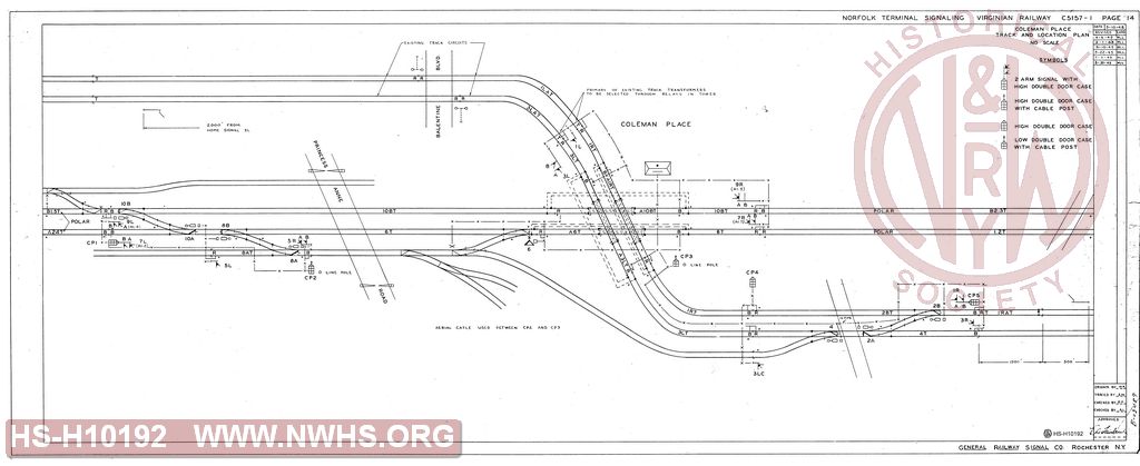 Coleman Place, Track and Location Plan, Norfolk Terminal Signaling,