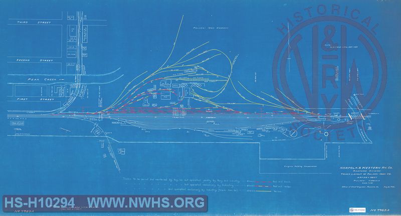 N&W Ry Co., Radford Division, Track layout of Pulaski Iron Co., MP N315+1382.2', Pulaski Virginia