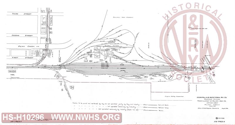 N&W Ry Co., Radford Division, Track layout of Pulaski Iron Co., MP N315+1382.2', Pulaski Virginia