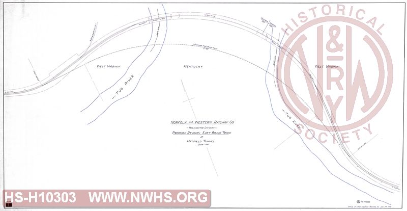 N&W Rwy, Pocahontas Division, Proposed Revision East Bound Track at Hatfield tunnel