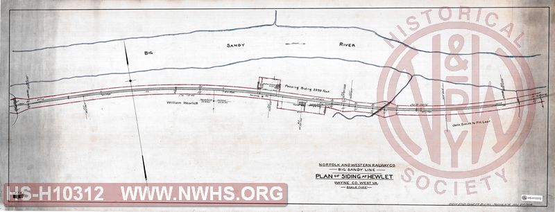 N&W Railway Co, Big Sandy Line, Plan of siding at Hewlet, Wayne Co, West Va.