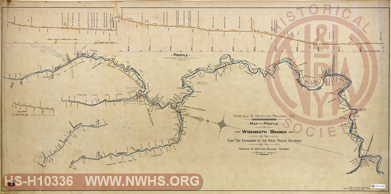 N&W Ry, Map and Profile of Wideouth Branch of the Flat Top Extension of the New River Division