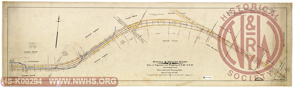 N&W Ry, Plan of Alignment & Property, MP 29 to MP 30 near Afton, Clermont County, OH
