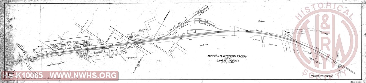 Map of Luray Virginia, Norfolk & Western Railway