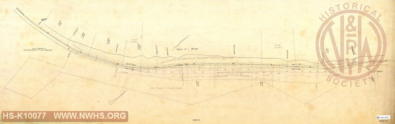 Track Map showing development of double track along New River near Pearisburg, VA