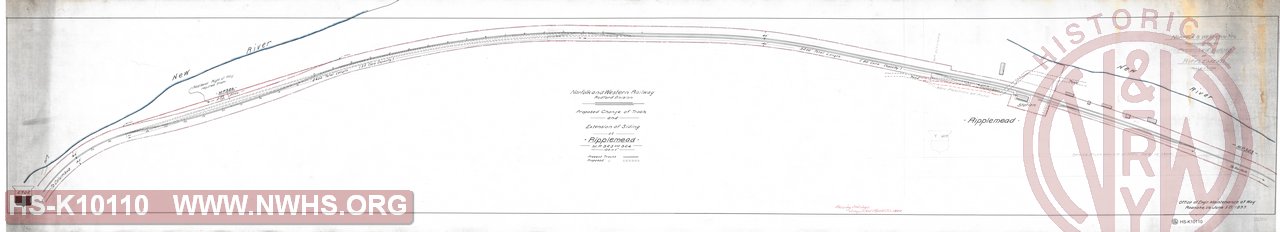 N&W Ry, Radford Division, Proposed Change of Track and Extension of Siding at Ripplemead M.P. 323+324'