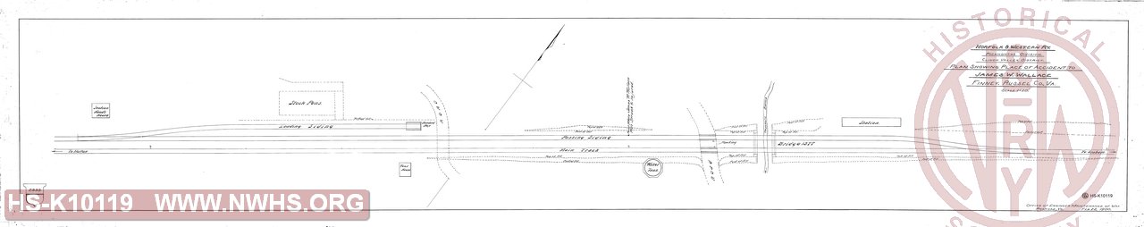 N&W Ry, Pocahontas Division, Clinch Valley District, Plan show place of accident to James W. Wallace, Finney, Russel Co., VA