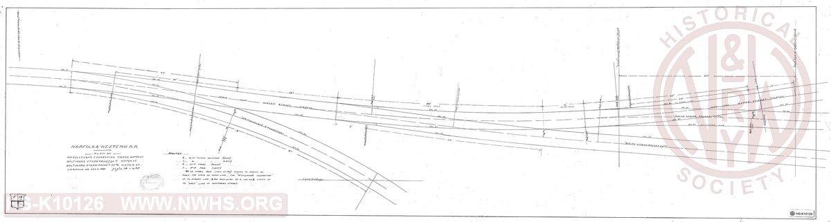 N&W RR, Plan of McCullough's Connect Track, Baltimore Steam Packet Co. tracks #1 and #2, Water St. Norfolk VA