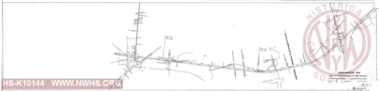 Map of Tidewater Railway Between South Junction and South Norfolk