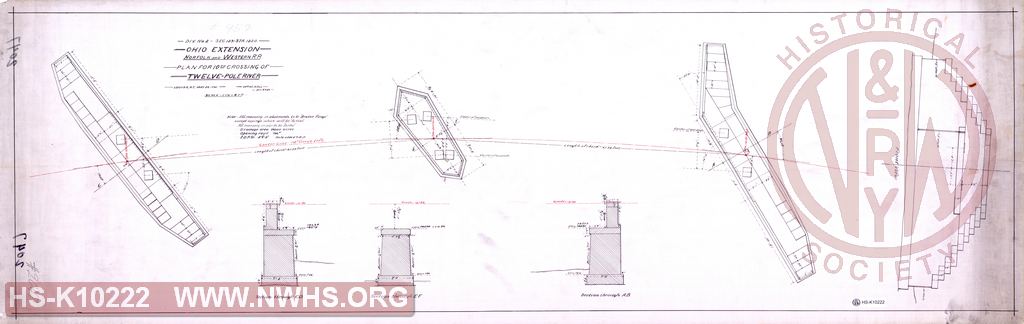 Div No 2, Sec 123 - Sta 1220, Ohio Extension, N&W RR, Plan for 10th crossing of Twelve-Pole River