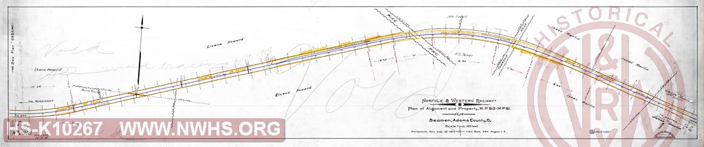 N&W Ry, Plan of alignment and property, MP 60 - MP 61 near Seaman, Adams, County, O.