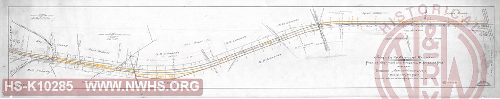 N&W Ry, Plan of alignment and property, MP 12 - MP 13 near Broadwell, Hamilton County, OH