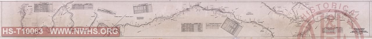 Winding Gulf Branch of The Virginian Railway, Map Showing Right of Way, Mullens to Pemberton, Wyoming & Raleigh Counties WV, MP 0 to MP 23.71