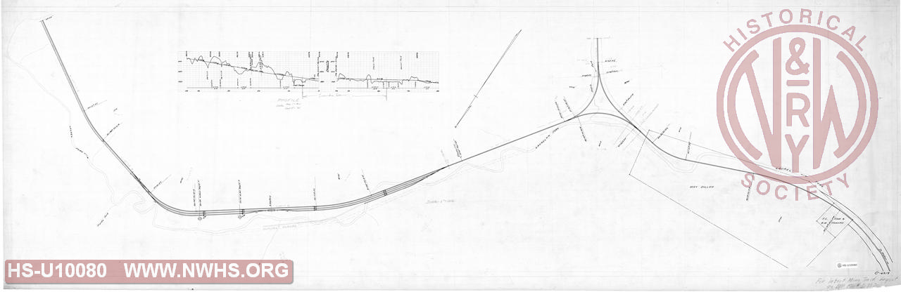 Untitled, undated map and profile of track layout and wye along Laurel Fork on Virginian & Western branch out of Maben