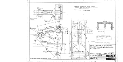 Bell Crank HP Engine Baker Valve Gear, Loco Class Y2
