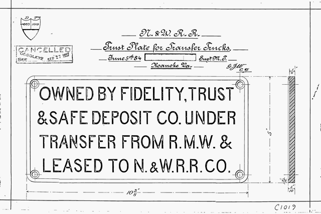 N&W RR, Trust Plate for Transfer Trucks