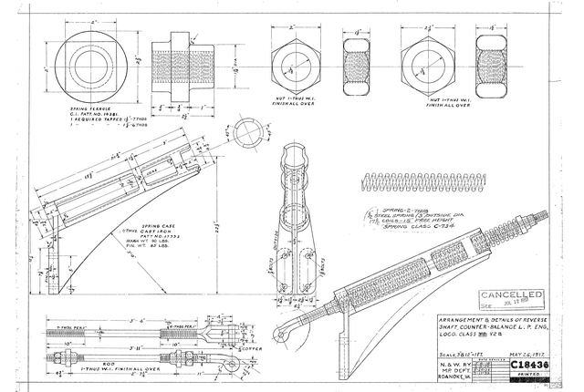 Arrangement and Details of Reverse Shaft Counter Balance LP Engine Loco Class Y2, Y2a