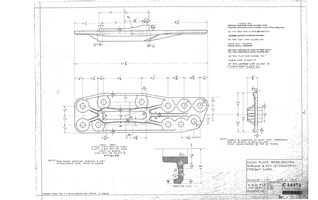 Cheek Plate, Rear Section, Farlow 3-Key Attachments - Freight Cars.