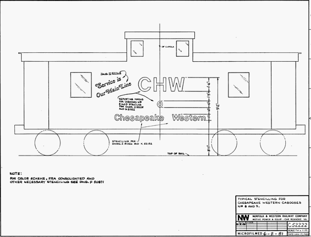 Stencil for Chesapeake Western Caboose No.. 8 and 9