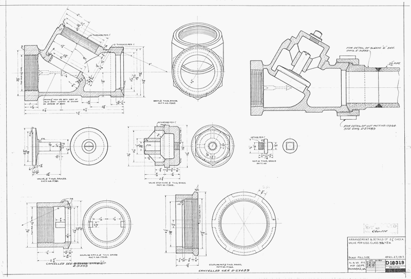 Arrangement and Details of 2.5 Inch Check Valve for Loco Class Y2, Y2a